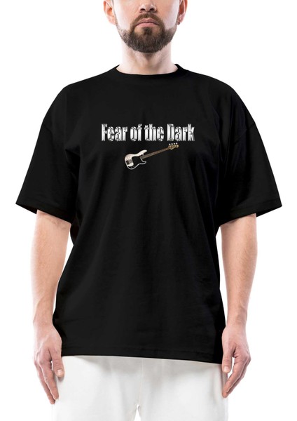 Iron Maiden Fear Of The Dark Guitar Oversize Siyah Tişört
