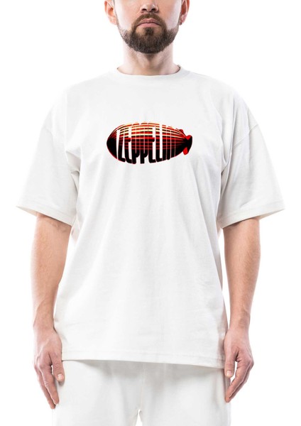 LED Zeppelin Zeplin Oversize Beyaz Tişört