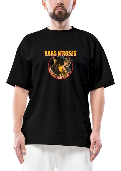 Guns N Roses Woman Siyah Oversize Tişört
