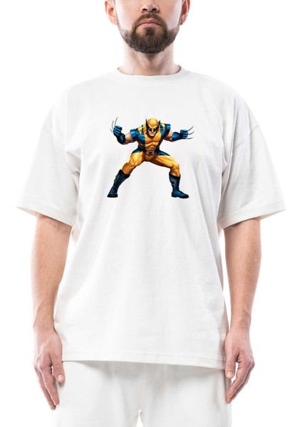 Wolverine Portre Oversize Beyaz Tişört