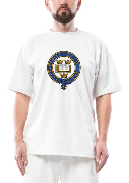 University Of Oxford Logo Oversize Beyaz Tişört