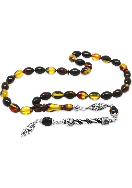 Kararmaz Metal Halat Püsküllü Arpa Kesim Bala-Siyah Ateş Kehribar Tesbih fırsatları