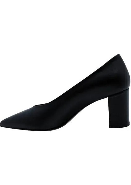 Hakiki Deri Sıyah Ayakkabı Stiletto 9841 06 V2