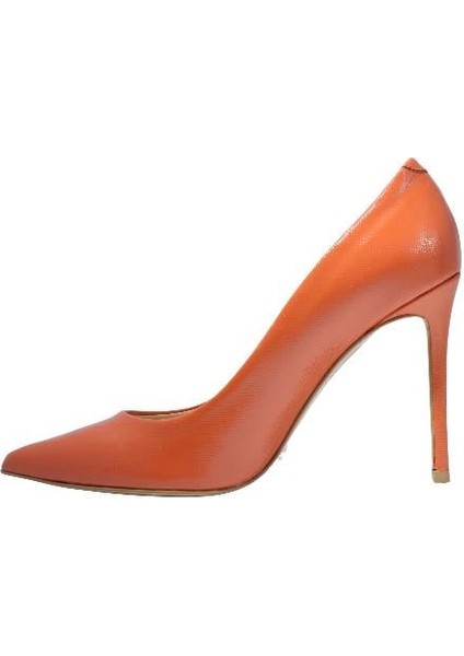 Hakiki Deri Turuncu Ayakkabı Stiletto 2536 05