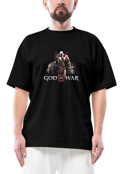 God Of War Kratos Lion Oversize Siyah Tişört