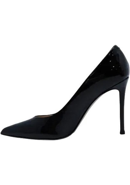 Hakiki Deri Sıyah-Kırmızı Ayakkabı Stiletto 2536 05 BD34-43