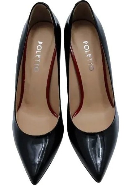 Hakiki Deri Sıyah-Kırmızı Ayakkabı Stiletto 2536 05 BD34-43