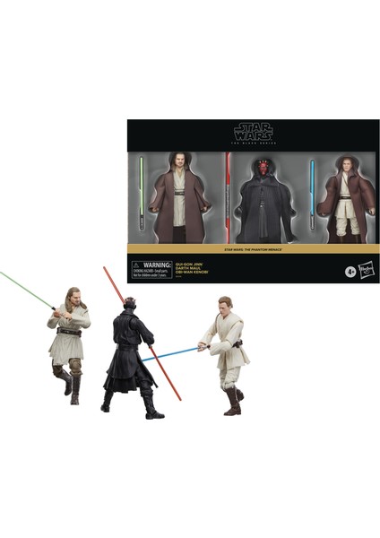 Black Series Qui-Gon Jinn, Darth Maul, Obi-Wan Kenobi (Phantom Menace) Aksiyon Figür Seti