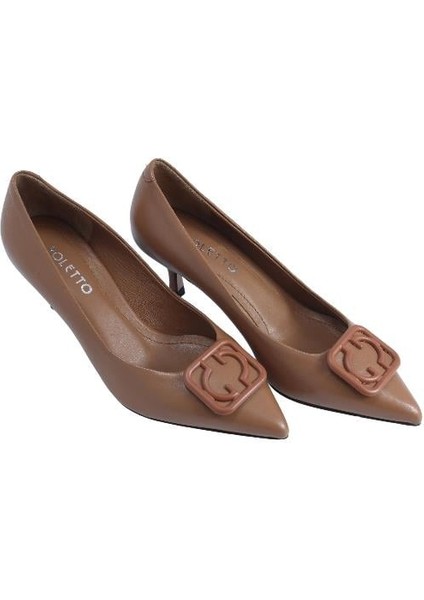 Hakiki Deri Camel Ayakkabı Stiletto 9841 41