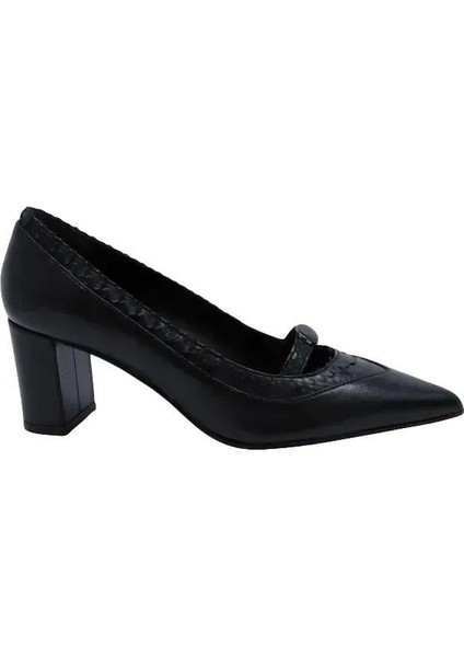 Hakiki Yılan/hakiki Deri Sıyah Ayakkabı Stiletto 9841 86 Yln