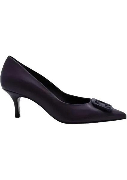 Hakiki Deri Mor Ayakkabı Stiletto 9841 41