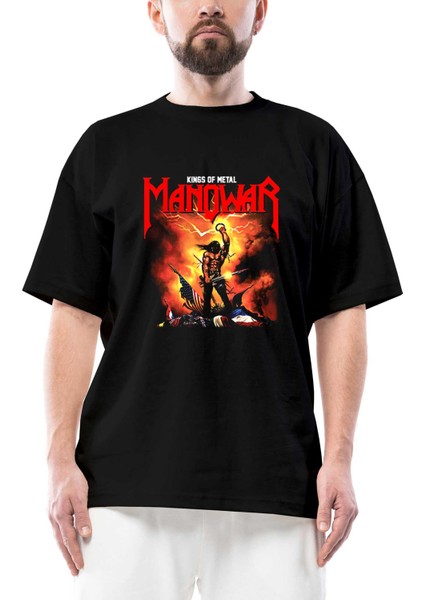 Manowar Kings Of Metal Oversize Siyah Tişört