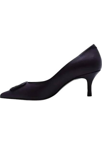 Hakiki Deri Mor Ayakkabı Stiletto 9841 41