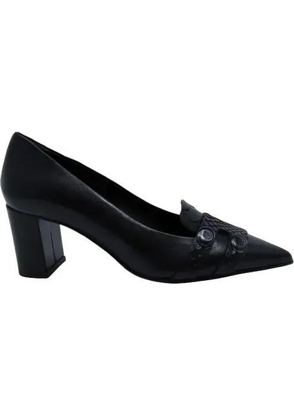 Hakiki Yılan/hakiki Deri Sıyah Ayakkabı Stiletto 9841 89 Yln