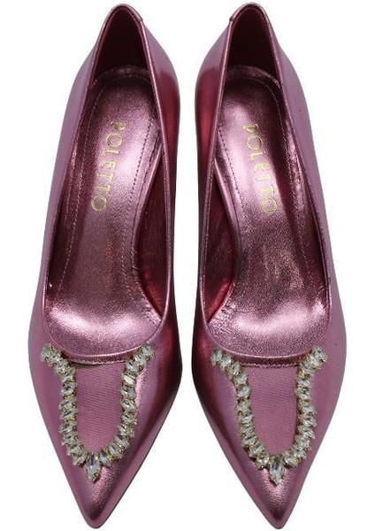 Hakiki Deri Pembe Ayakkabı Stiletto 9841 103
