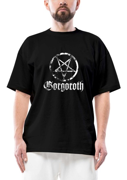 Gorgoroth Pentagram Oversize Siyah Tişört