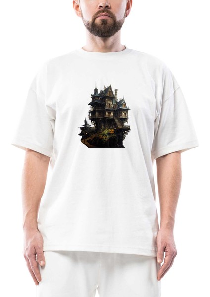 Castle In The Forest Oversize Beyaz Tişört
