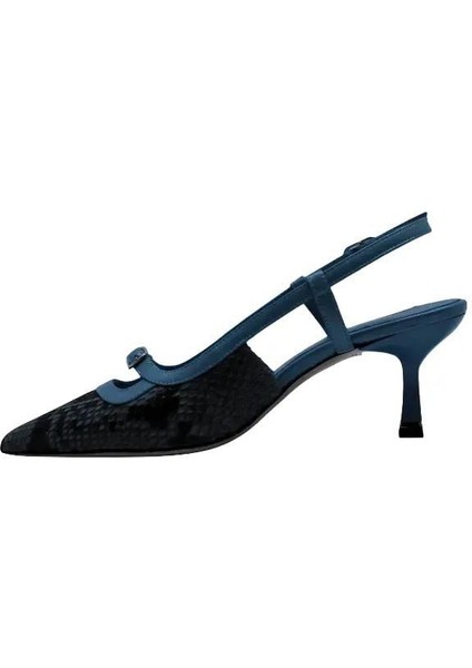 Hakiki Yılan/hakiki Deri Buz Mavı-Mavı Ayakkabı Stiletto 9841 110 Yln