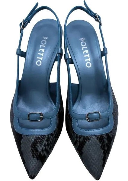 Hakiki Yılan/hakiki Deri Buz Mavı-Mavı Ayakkabı Stiletto 9841 110 Yln