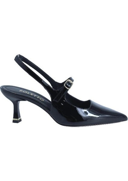 Hakiki Deri Sıyah Ayakkabı Stiletto 9841 112