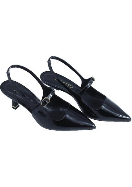 Hakiki Deri Sıyah Ayakkabı Stiletto 9841 112