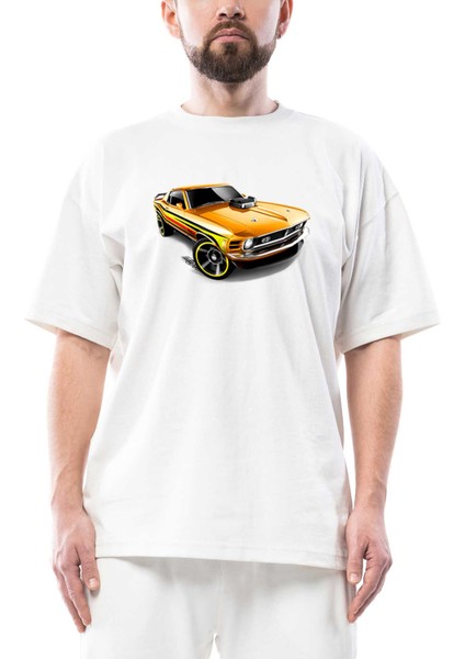 Ford Mustang Mach 1 Oversize Beyaz Tişört