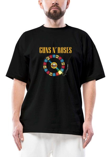 Guns N Roses Plak Siyah Oversize Tişört