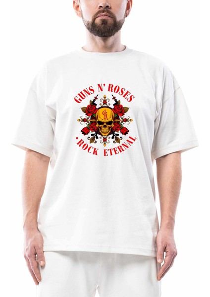 Guns N Roses Rock Eternal Beyaz Oversize Tişört