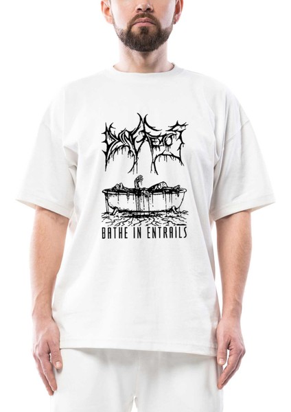 Dying Fetus Bathe In Entrails Oversize Beyaz Tişört