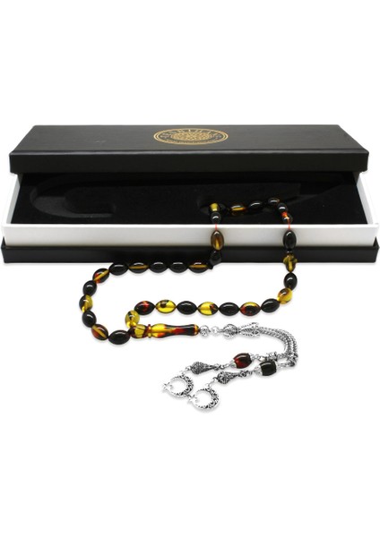 Kararmaz Metal Ayyıldız Püsküllü Arpa Kesim Bala-Siyah Ateş Kehribar Tesbih fırsatları