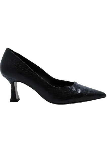 Hakiki Yılan Deri Sıyah Ayakkabı Stiletto 9841 109 Yln