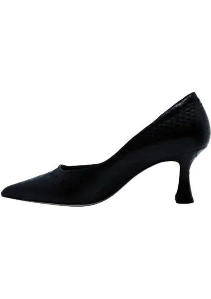 Hakiki Yılan Deri Sıyah Ayakkabı Stiletto 9841 109 Yln