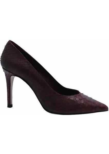 Hakiki Yılan Deri Bordo Ayakkabı Stiletto 4924 84 Yln