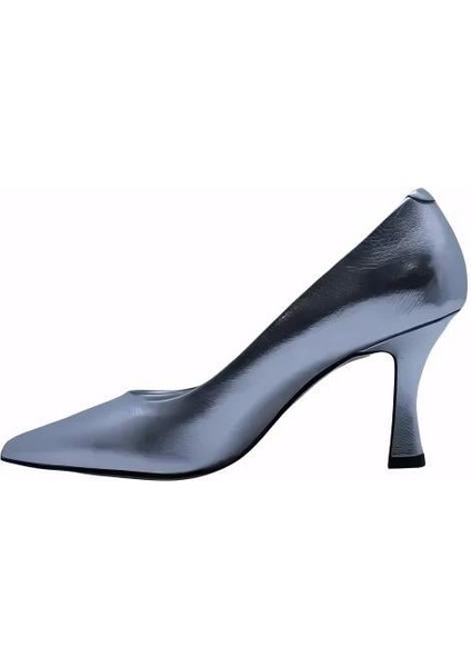 Hakiki Deri Gumus Ayakkabı Stiletto 4952 02