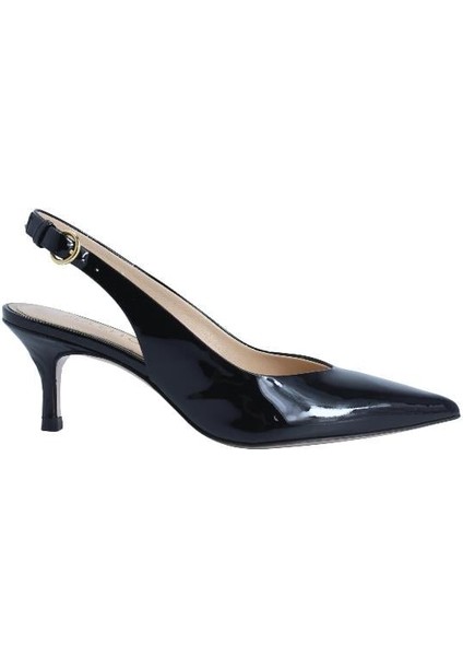 Hakiki Deri Sıyah-Altın Ayakkabı Stiletto 9841 48 V1