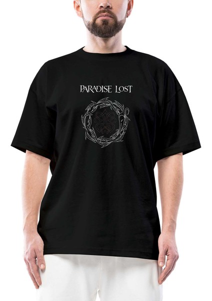 Paradise Lost Logo Siyah Oversize Tişört