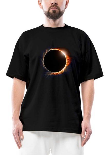 Solar Eclipse Oversize Siyah Tişört
