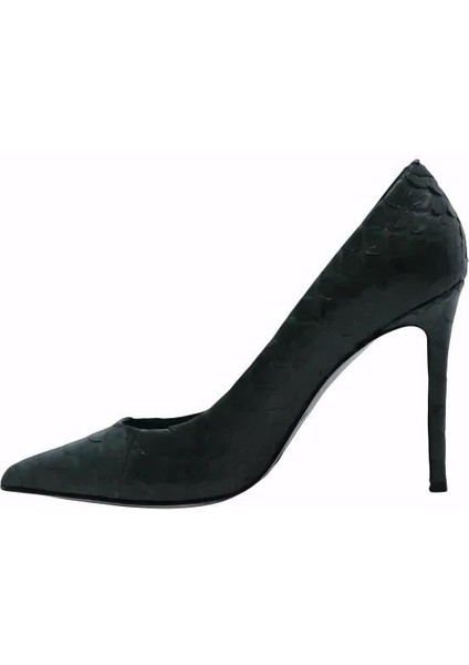 Hakiki Yılan Deri Yesıl Ayakkabı Stiletto 2536 05 Yln