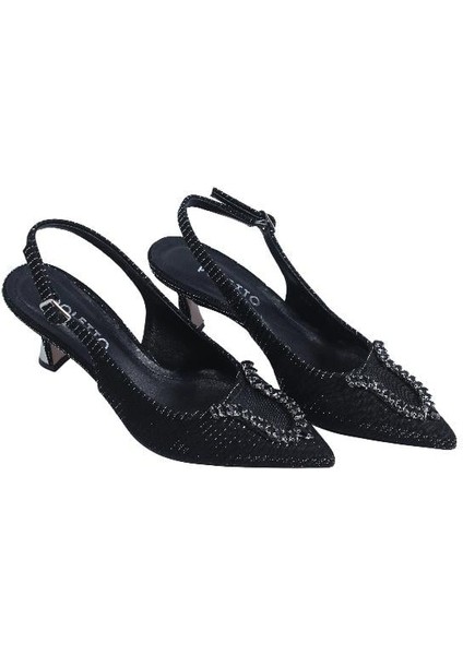 Hakiki Deri Sıyah Ayakkabı Stiletto 9841 130