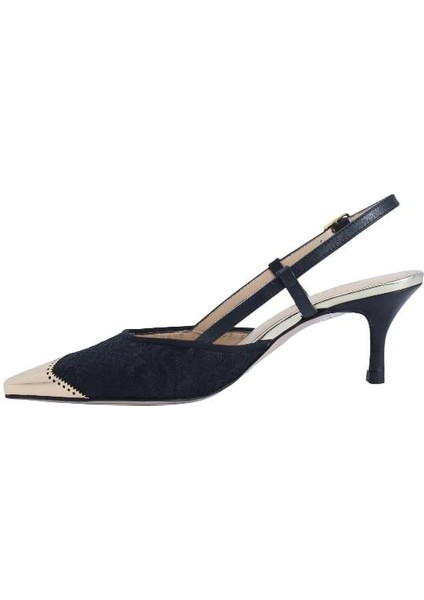 Hakiki Deri /tekstil Sıyah-Altın Ayakkabı Stiletto 9841 59 fiyatları