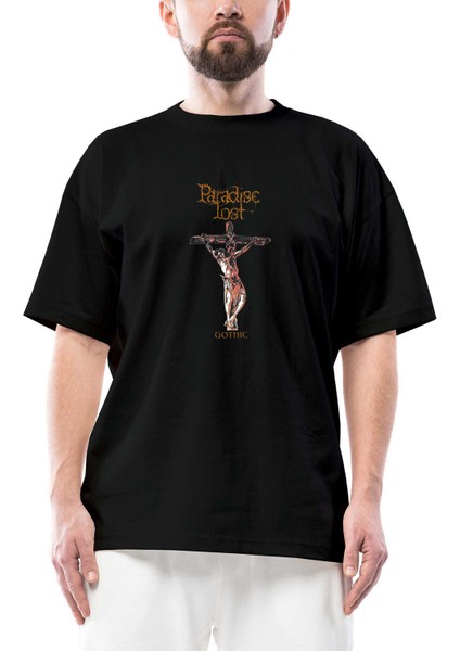 Paradise Lost Gothic Siyah Oversize Tişört