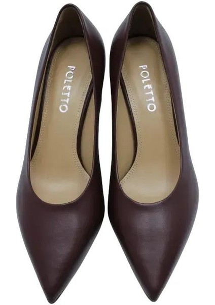 Hakiki Deri Kahve Ayakkabı Stiletto 9841 06 V2