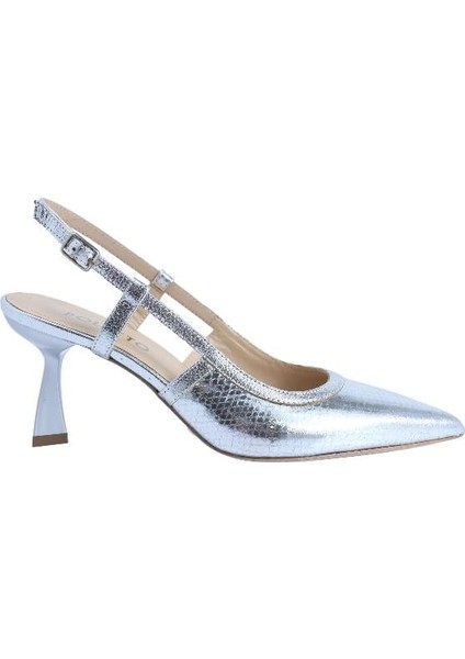 Hakiki Deri Gumus Ayakkabı Stiletto 9839 64