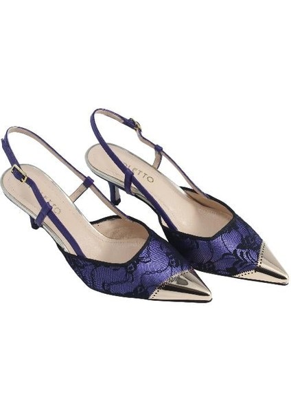 Hakiki Deri /tekstil Mor-Altın Ayakkabı Stiletto 9841 59 modelleri