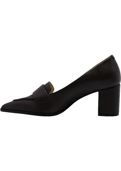 Hakiki Deri Kahve Ayakkabı Stiletto 9841 54