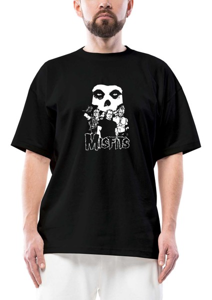Misfits Grup Logo Siyah Oversize Tişört