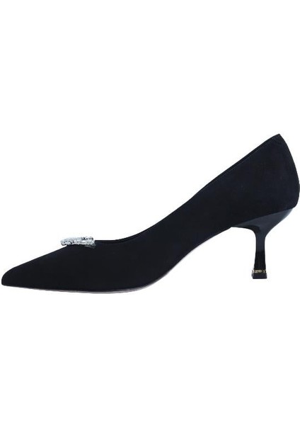 Hakiki Deri Sıyah Ayakkabı Stiletto 9841 128
