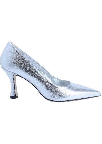 Hakiki Deri Gumus Ayakkabı Stiletto 9839 25 V9