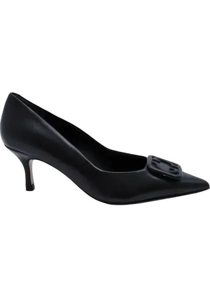 Hakiki Deri Sıyah Ayakkabı Stiletto 9841 41