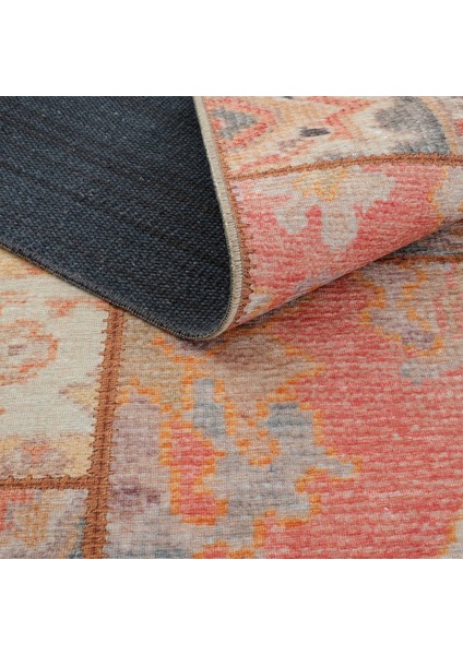 Carnival Renkli Patchwork Halı Yolluk Dokuma Şönil Halı Makinede Yıkanabilir Eskitme Vintage Halı